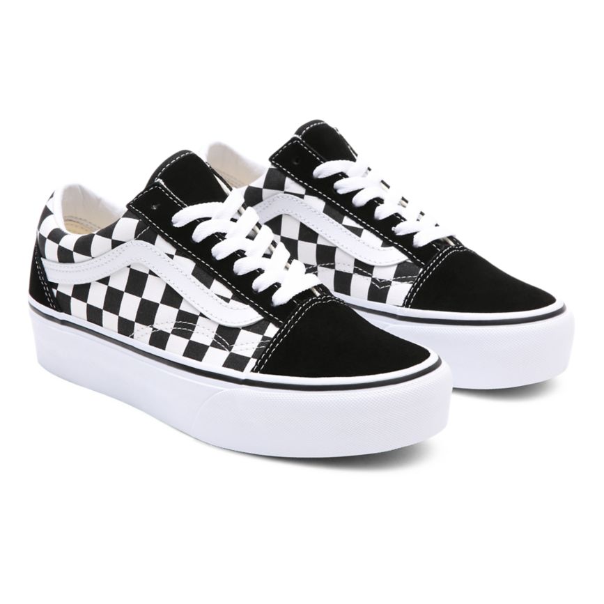 Vans Checkerboard Old Skool Platform Dam Svarta/Vita - Vans Classics Online (VSNTF7431)